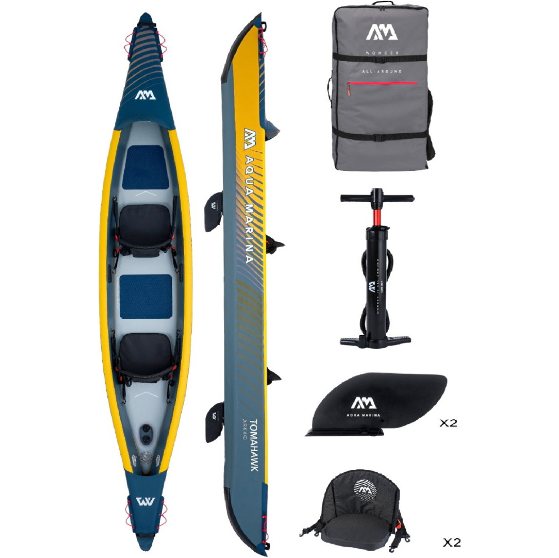 2026 Aqua Marina Tomahawk AIR-K 440 High Pressure Speed 2 Person Kayak 46343